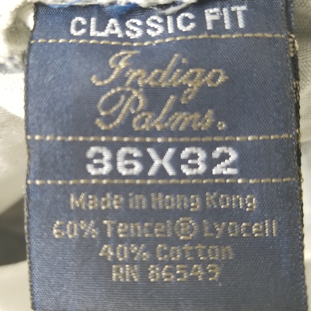 Indigo Palms Pants Men 36x32‎ Cream Classic Fit Tencel Cotton Straight Khaki - Picture 7 of 10